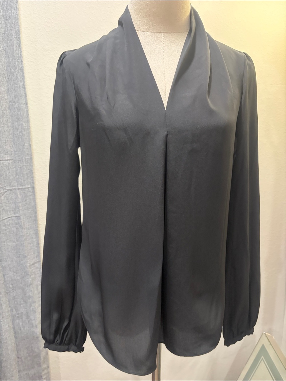 Michael Kors Charcoal V-Neck Long Sleeve Blouse